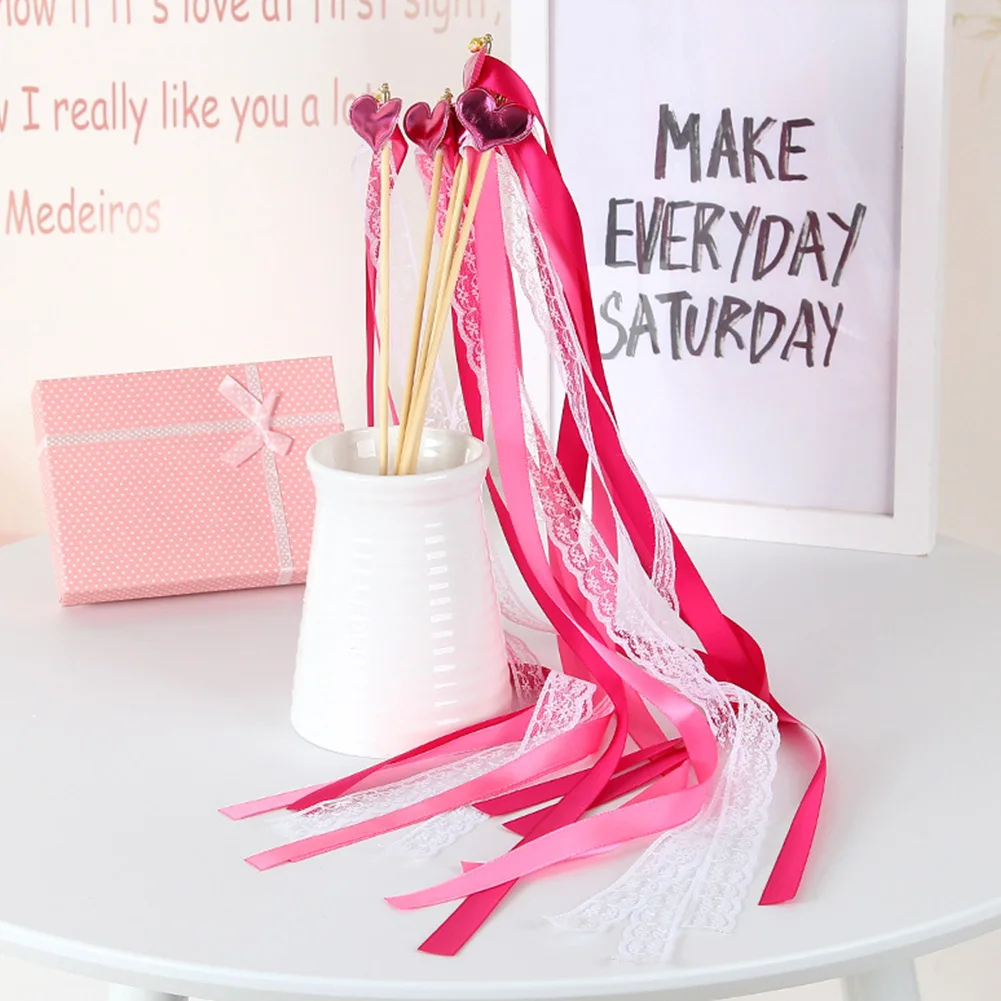 

5Pcs Kids Birthday Party Supplies Tassel Magic Wand Ribbon Fairy Sticks Baby Shower Holiday Wish Wand Masquerade Props Decor