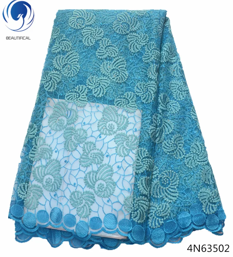 

Beautifical sky blue african lace fabrics latest lace fabric 2018 different types of lace fabric 5 yards/lot best selling 4N635