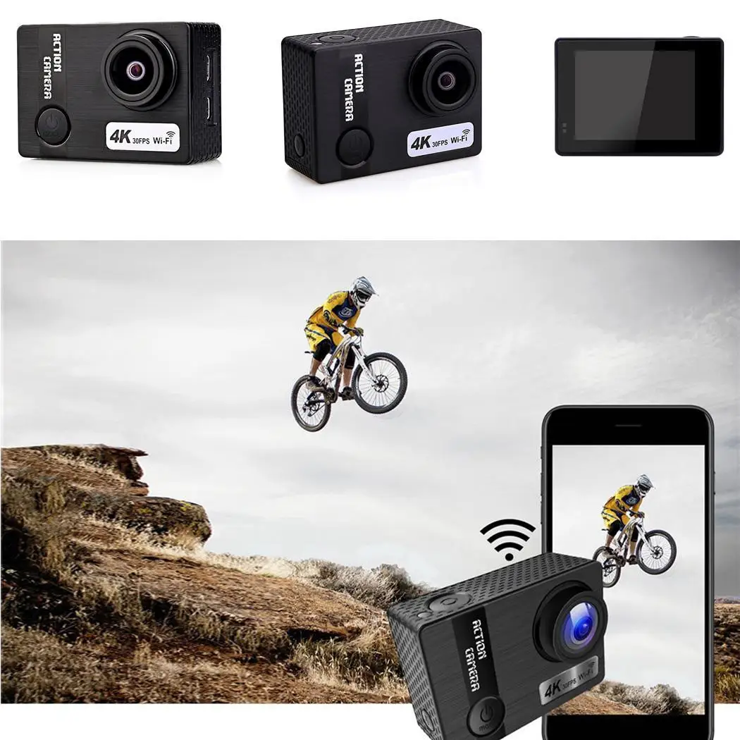 

Action Camera WiFi Underwater Waterproof Touch Screen Casual 5V/1A MP4 TF 4G-32G Sport Video Camera 900MAH