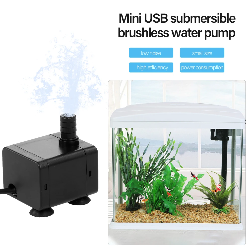 

Air pump Aquarium Fish Tank 5V Ultra-quiet Mini Brushless USB Water Pump Power Cord Waterproof for Submersible Fountain Pond