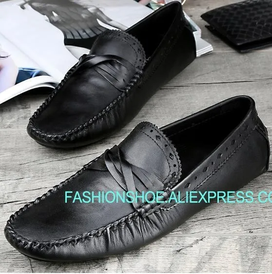 

Genuine leather Summer Peas Loafers Shoes for men Flat heel Lazy Driving Boats Size 38-45