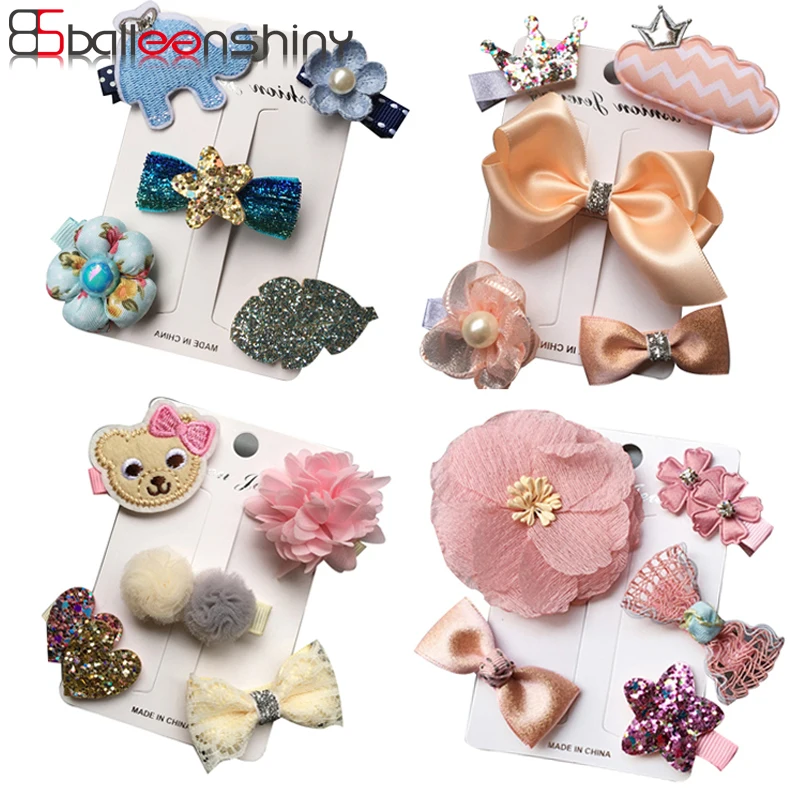 

BalleenShiny 5PCS Baby Girls Crown Glitter Flower Hair Clips Set Infant Princess Hairpins Accessories Kids Cartoon Bowknot Gift
