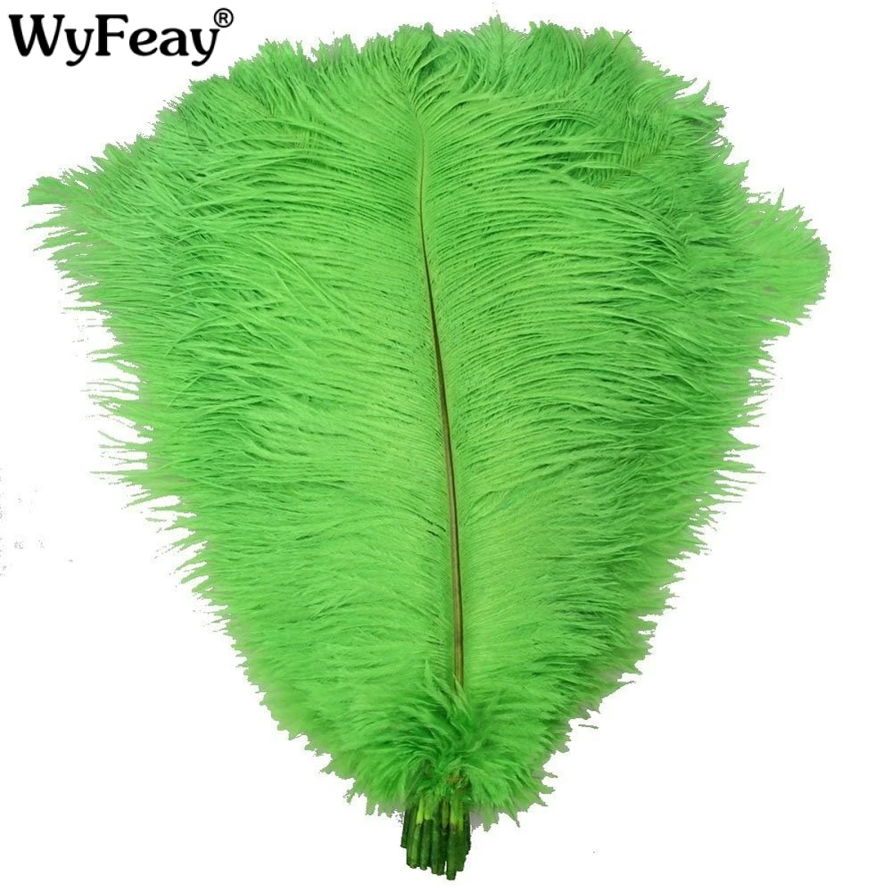 

Wholesale Hard rod 10 Pcs/Lot natural Green Ostrich Feathers For Crafts 15-75CM Carnival Party Wedding Decorations Jewelry plume