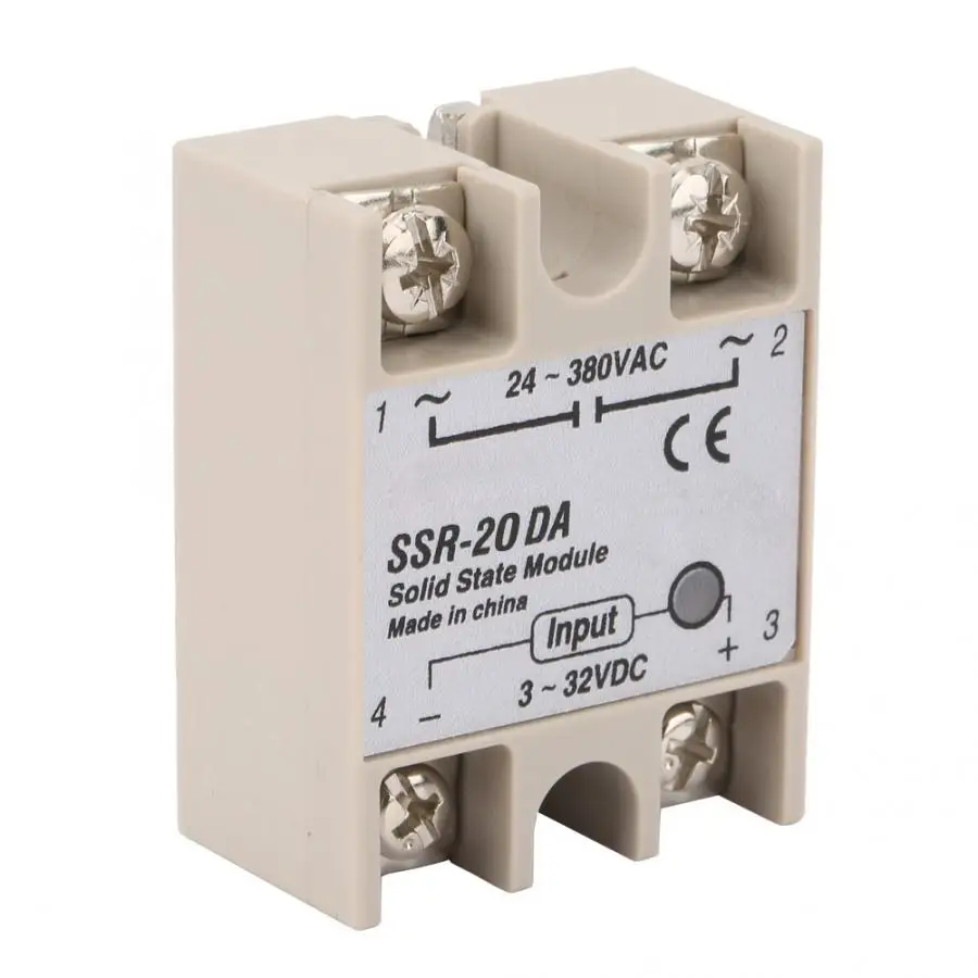 SSR 20DA DC Control AC 20A твердотельный релейный модуль вход 3 32V to 24 380V релейная плата