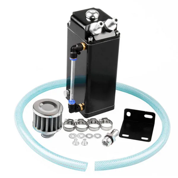 

Universal Aluminum Racing Auto Catch Oil Tank Can Reservoir Turbo Black Waste Oil Recovery Kettle Can Tank Collector Fuel Tank