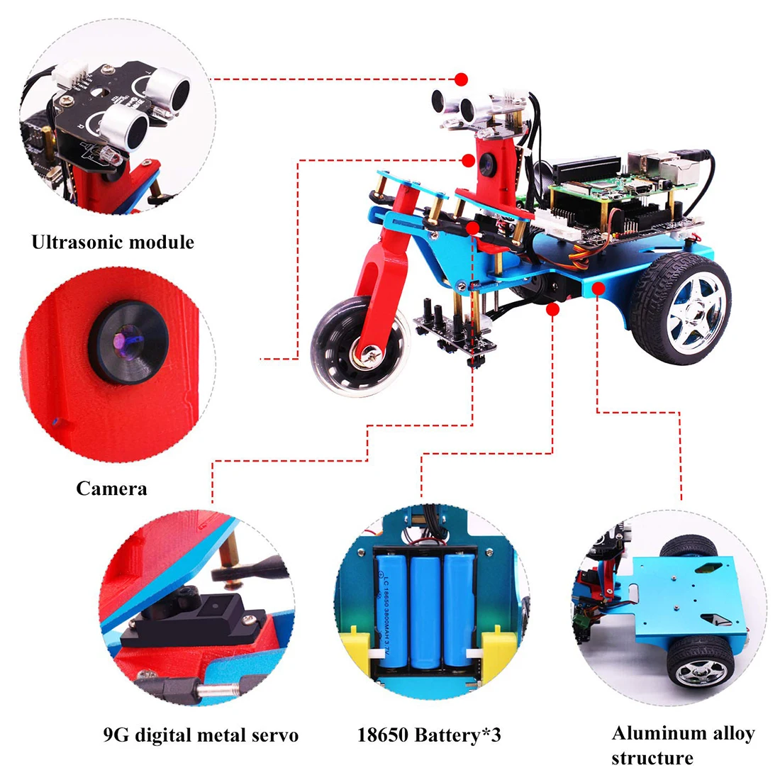  for Raspberry Pi 4/1G TrikeBot Smart Robot Car Programmable Learning Camera Video DIY Robot Kit Ele