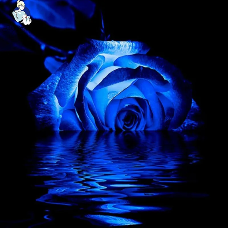 Full square diamond rose blue demon Ji water wave embroidery mosaic cross stitch home decoration stickers figures Full square diamond rose blue demon Ji water wave embroidery mosaic cross stitch home decoration stickers figures