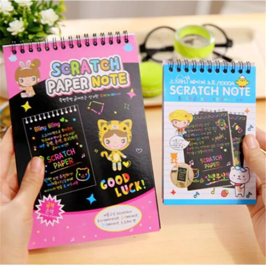 1 шт. Волшебный Цвет Радуга бумага для царапин Блокнот Книга черный DIY Рисование
