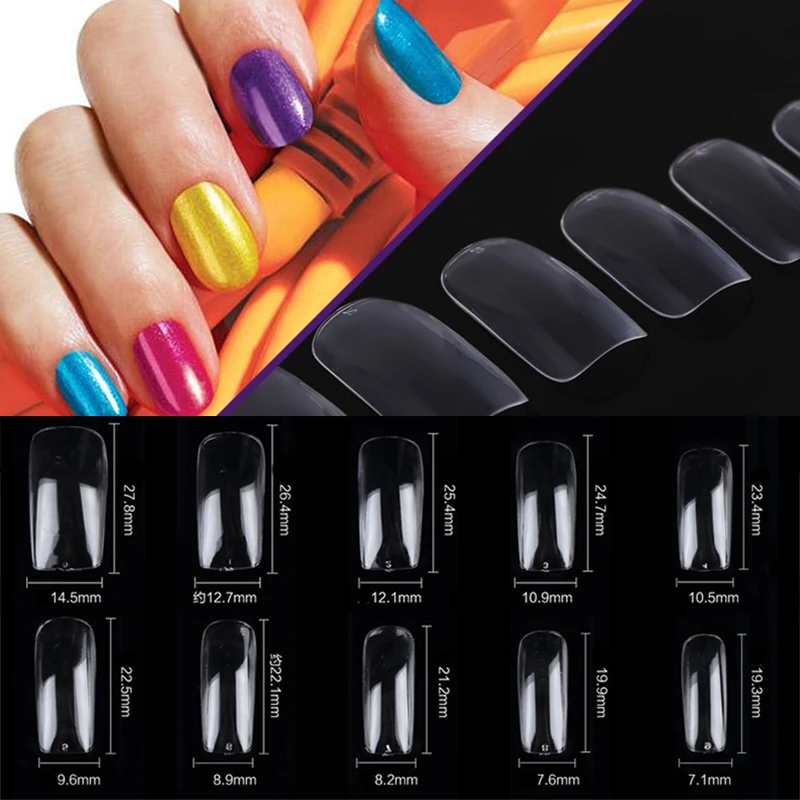 

500 Pcs 7 mm Clear White Natural French False Acrylic Nail Tips UV Gel Ultra Flexible 10 Sizes 0-9/Packet tips Fake Nails