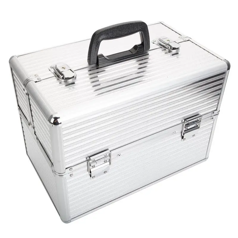

Makeup Case Aluminum High-end Portable Foldable Inner Layers Professional Cosmetics Storage Case Desktop Sundry Storage Box
