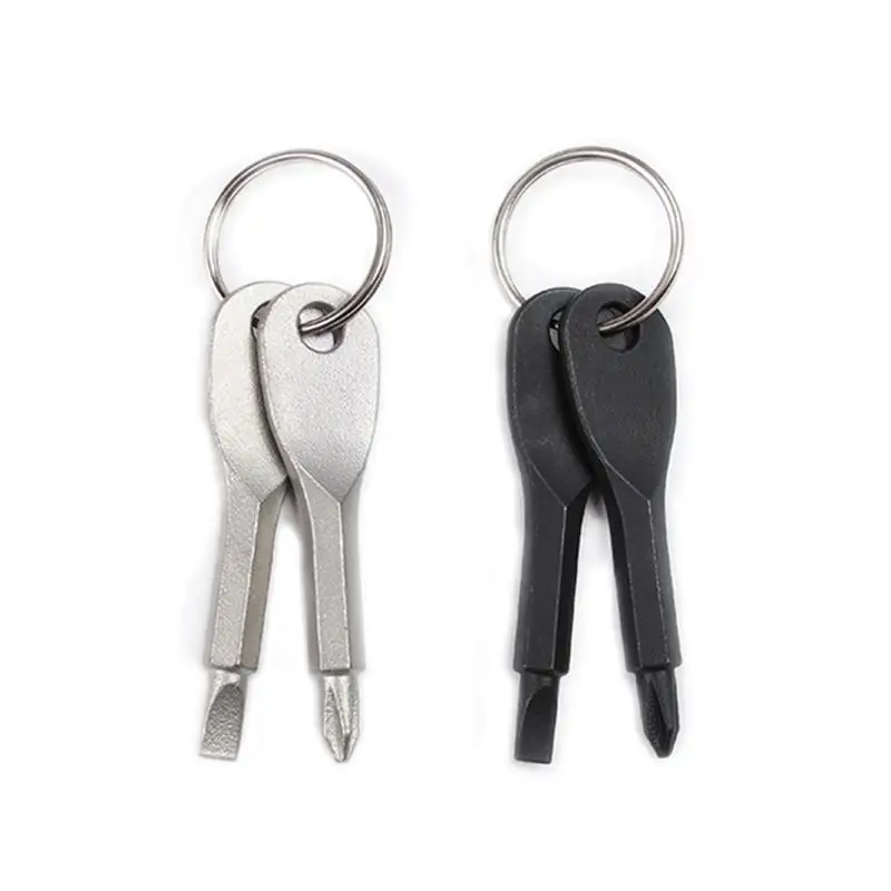 

Multifunction Screwdriver Key Shape Stainless Steel Mini Slotted Phillips Screwdrivers Keychain Pocket Repair Tool