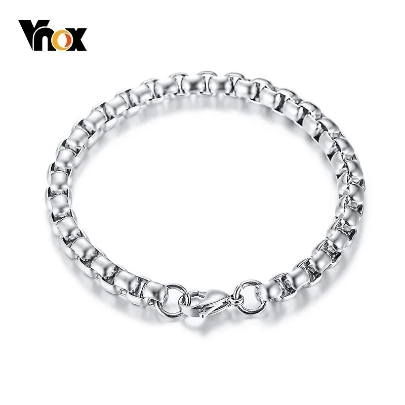 

Vnox 7mm Square Rolo Box Chain Bracelets for Men Stainless Steel pulseira masculina 8.46 inch