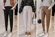 Spring Autumn Women Suede Radish Pants Loose Thickening Chamois Harem Pants Female Pocket Casual Pencil Trousers Spring Autumn Women Suede Radish Pants Loose Thickening Chamois Harem Pants Female Pocket Casual Pencil Trousers
