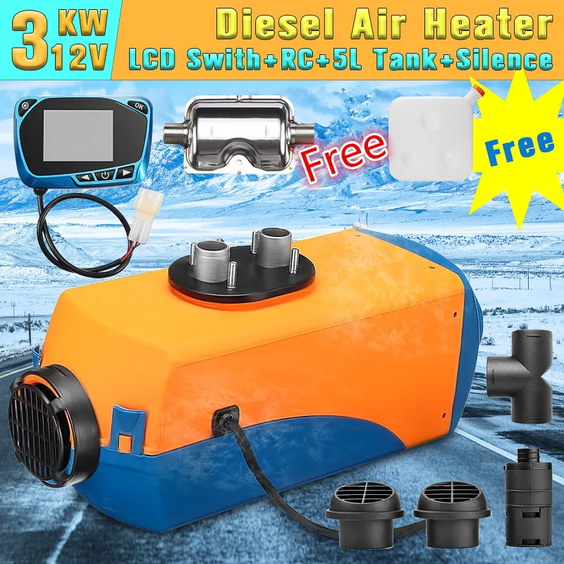 

12V 3kw Diesels Air Parking Heater Air Heating LCD Switch with Silencer & Remote Control For Trucks Boats Bus Car Trailer Heater