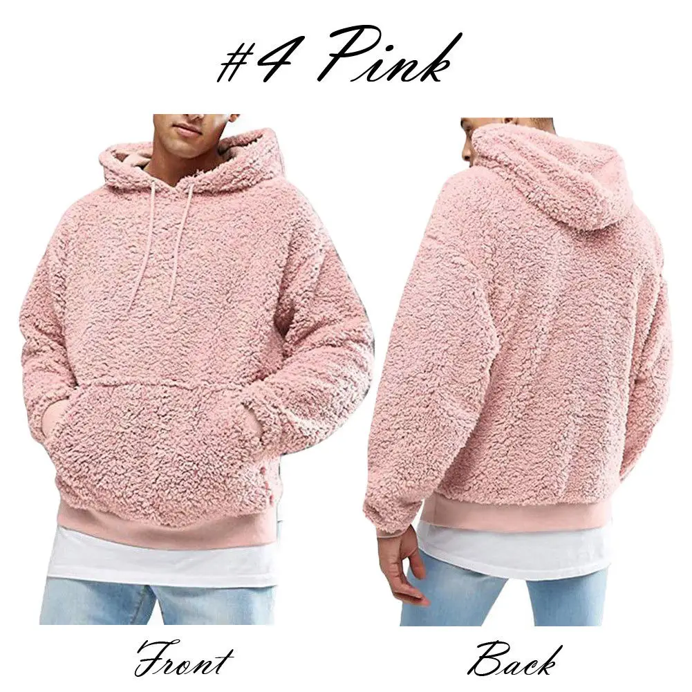 Mens Long Sleeve Sweatshirt Hoodies Hooded Tops Fleece Casual Sport Pullover Plush Hooded Hoodies Coats Fashion Winter Outwear