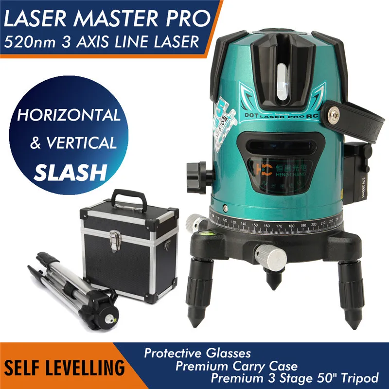 

New Arrival Slash 520nm 3 Lines 4 Point Rotary Laser Line Beam Leveling Level Meter Tripod Kit Green Laser Light Level Tool Kit