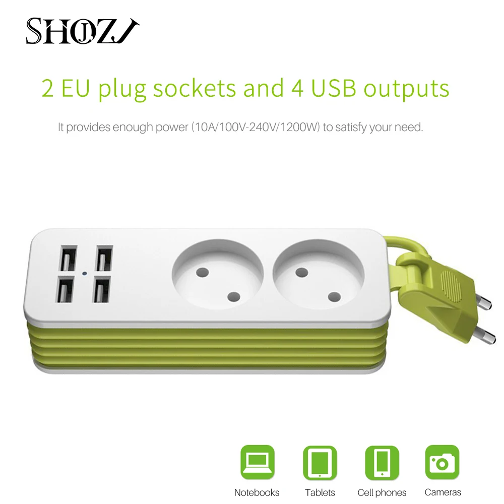 Новый удлинитель 1/2 с европейской вилкой 1200 Вт 250 В 4 USB порта выход 2 А стабилизатор