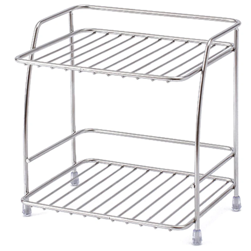 2-Layers Stainless Steel Storage Rack Spice Condiment Basket Desk Organizer Kitchen Bathroom Holder Shelf | Дом и сад