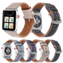 Ремешок для Apple Watch Series 5 4 3 2 1 для iwatch band 42 мм 38 мм 44 мм 40 мм джинсовый кожаный спортивный наручный ремень аксессуары для часов