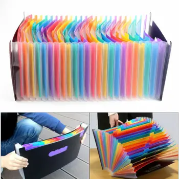 

24 Pocket A4 Office Expanding File Box Folder Case Bag School Document Organiser