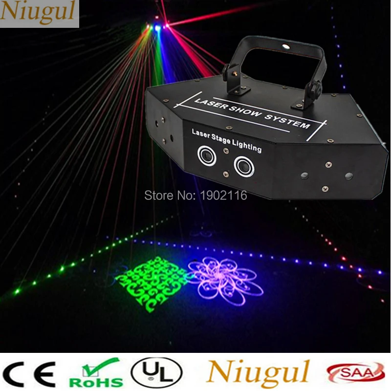 RGB 6 объектив сканирования лазера с узорами/Линейный луч + сканер шаблонов/диско DJ лазер для вечеринок сценическое освещение/сканирующий