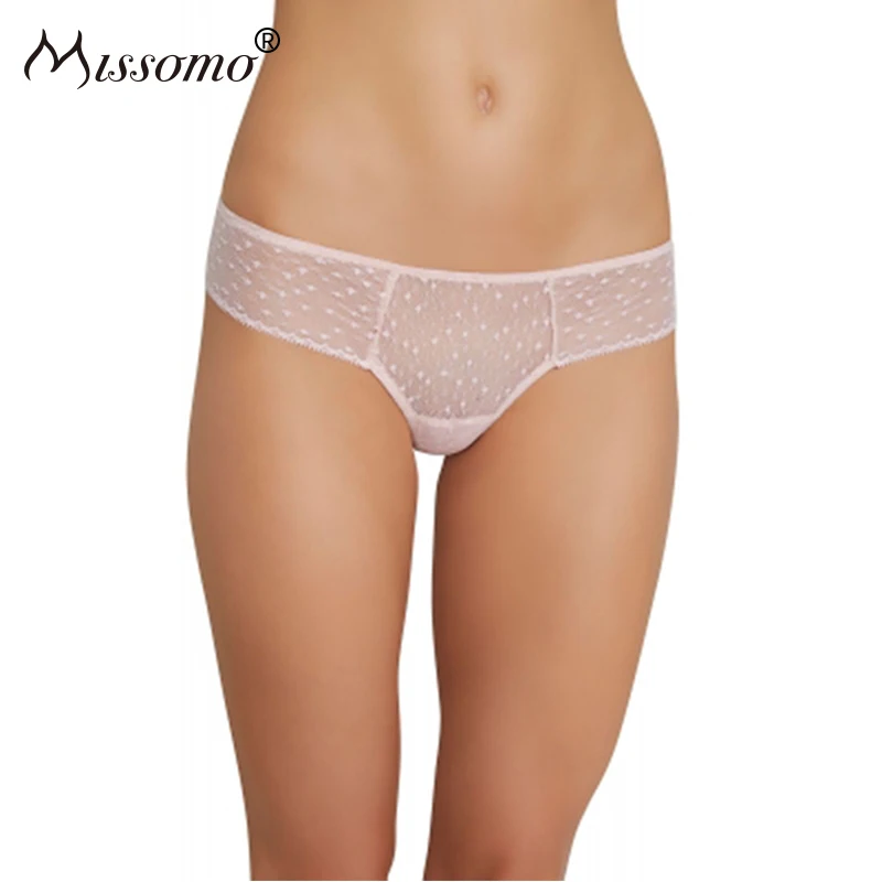 

Missomo Perspective wave stitching sexy pink triangle panties Female Transparent Breathable Low Waist Briefs