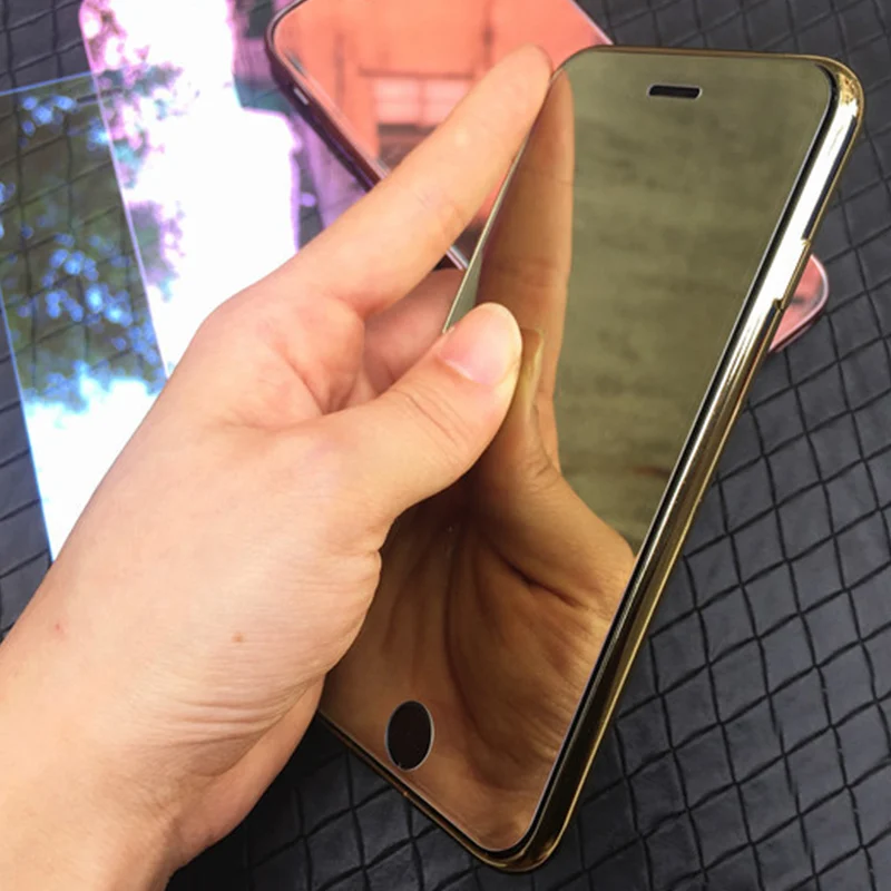 Зеркальное закаленное стекло для iPhone 7 Plus 8 6 6S 5 Полное покрытие изогнутая