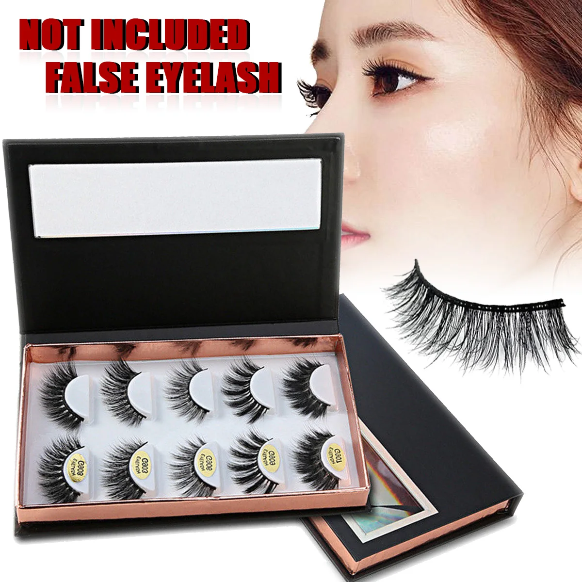 

Shellhard Plastic Empty False Eyelash Storage Box Makeup Cosmetic Mirror Case Organizer Storage Container High Quality Cosmetic