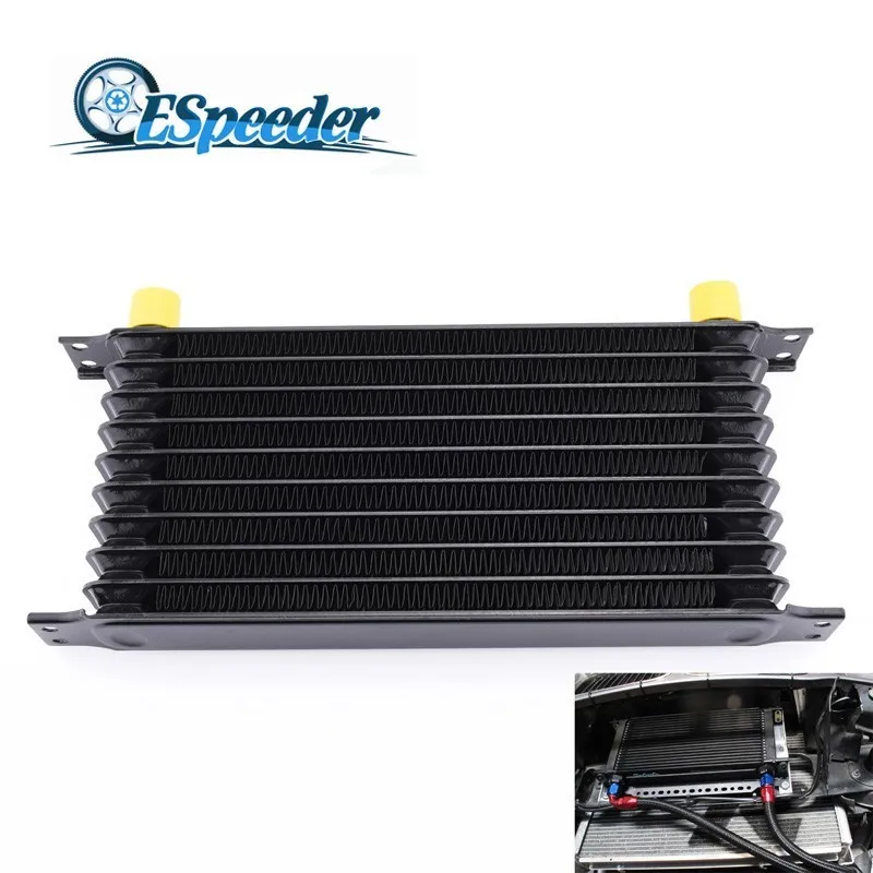 

ESPEEDER Universal 10 Row Black AN 10 10-AN Aluminum Transmission Cooler Racing Oil Cooler Raditor Kit Engine Oil Cooler