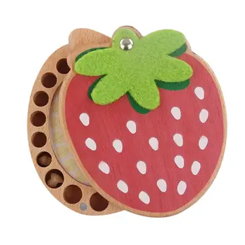 

Strawberry Box Souvenir Tooth Collection Wooden Baby Save Deciduous Tooth Box Organizer Box Keepsakes Collecting Creative Gifts