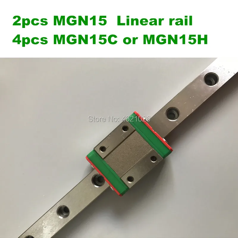 

2pcs MGN15 650 700 750 800 850 900 950 1000mm miniature linear rail slide 4pcs MGN15C or MGN15H carriage for 3D printer