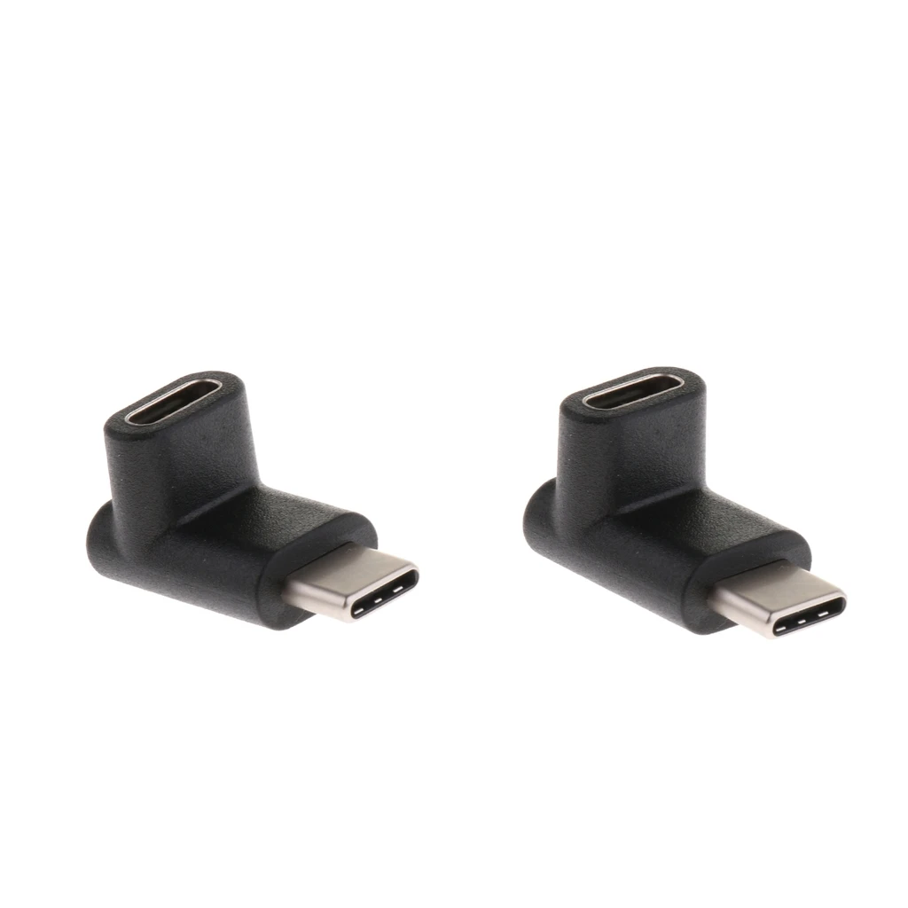 

MagiDeal 2Pcs 90 Right Angle USB3.1 Type-C Male to Female Adapter Converter for PC