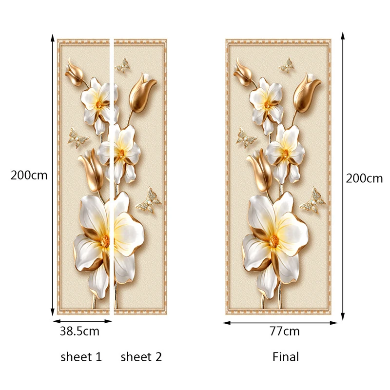 3D خزانة الباب جداريات ملصق PVC القابل للإزالة ملصق ديكور المنزل