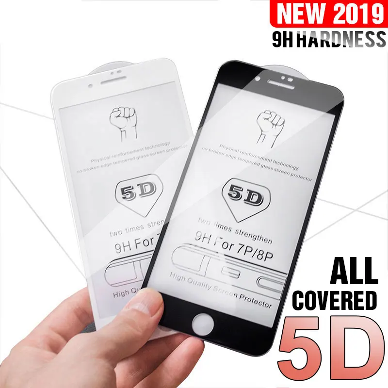 5D Screen Protector Glass On The For iPhone 6 6s X 7 8 Full Cover Tempered Glass For iPhone 7 8 Plus XR XS MAX Protection Film|Phone Screen Protectors| - AliExpress