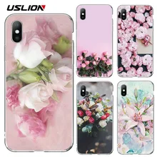 USLION розы силиконовый чехол для телефона для iphone X XR XS Max Цветочные листья чехол s для iphone 7 8 6 6S Plus Мягкий ТПУ задняя крышка