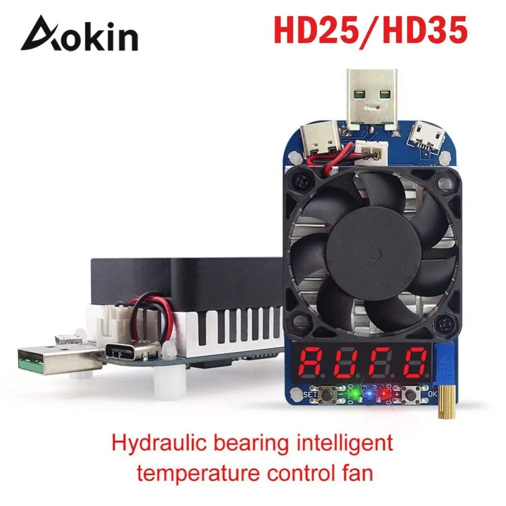 Aokin Hd25 Hd35 Trigger Qc2.0 Qc3.0 Electronic Usb Load Resistor Discharge Battery Test Adjustable Current Voltage 25w 35w | Инструменты