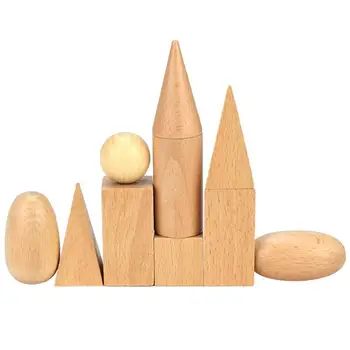 

Kids Wooden Geometric Solids Shapes Montessori Learning Education Math Toys Wooden Geometric Solids 3-D Shapes Montessori Toys