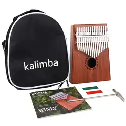 Kalimba Thumb Piano 17 клавиш из красного дерева с сумкой, молотком и музыкальной книгой, идеально подходит для меломана, начинающих, детей