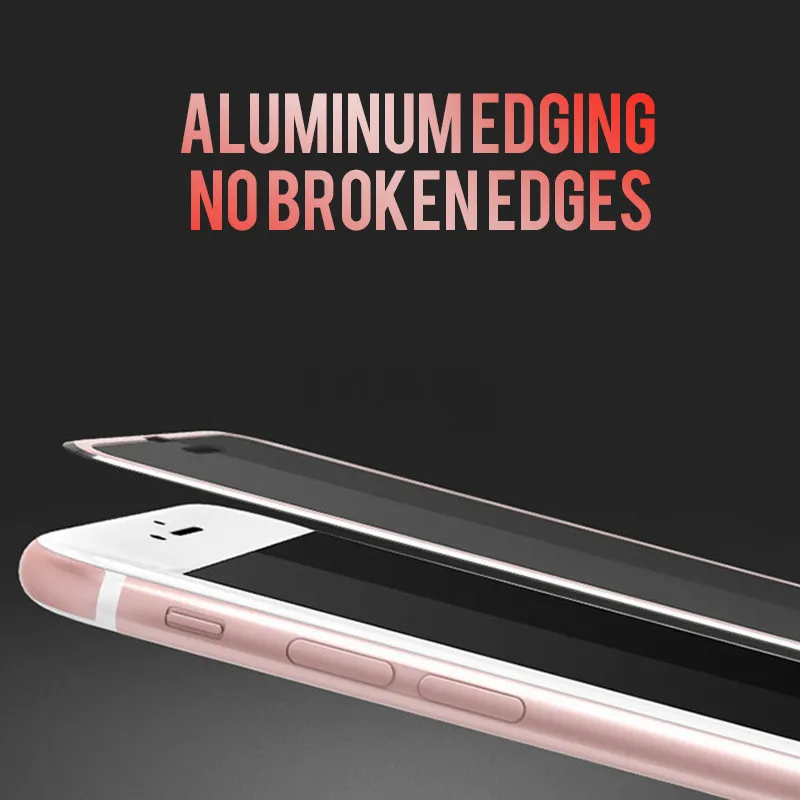 9D Aluminium Legierung Aus Gehärtetem Glas Für iphone 6 6s 7 8 Plus Volle Abdeckung Screen Protecto