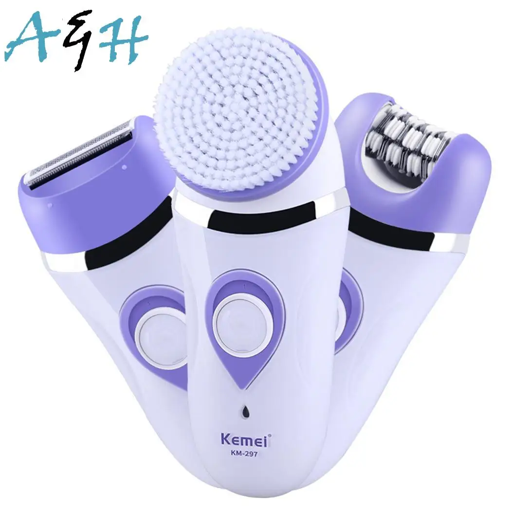 

Women Multi-Function Electric Wash Brush Hair Removal White Purple Tool 100V-240V Electric Epilator 12h 7W