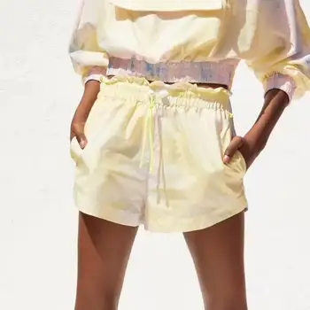 

Women Summer Shorts 2019 New Arrival Sunscreen Material Lace Up Elastic Waist Tie Dyed Color Female Casual Loose Bottom