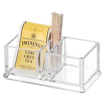 

WSHYUFEI 2 Compartment Clear Acrylic Tea Bags Holder Coffee Sugar Bag Boxes Acrylic Storage Box Yac002
