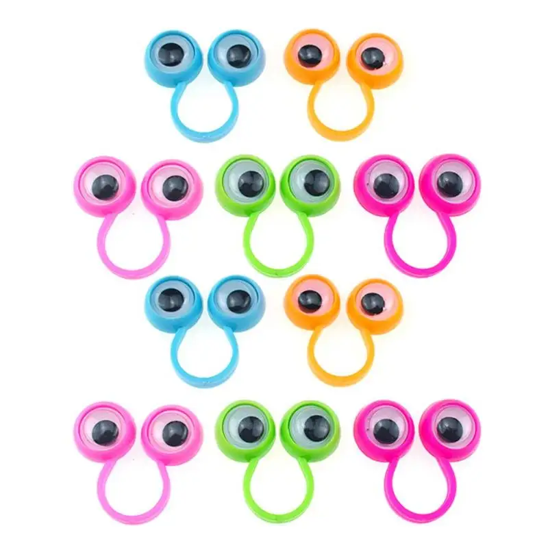 

Funny Eye Finger Puppets Plastic Rings with Wiggle Eyes Tricky Capsule Toys for Children Kids Educational Toys Birthday Gifts