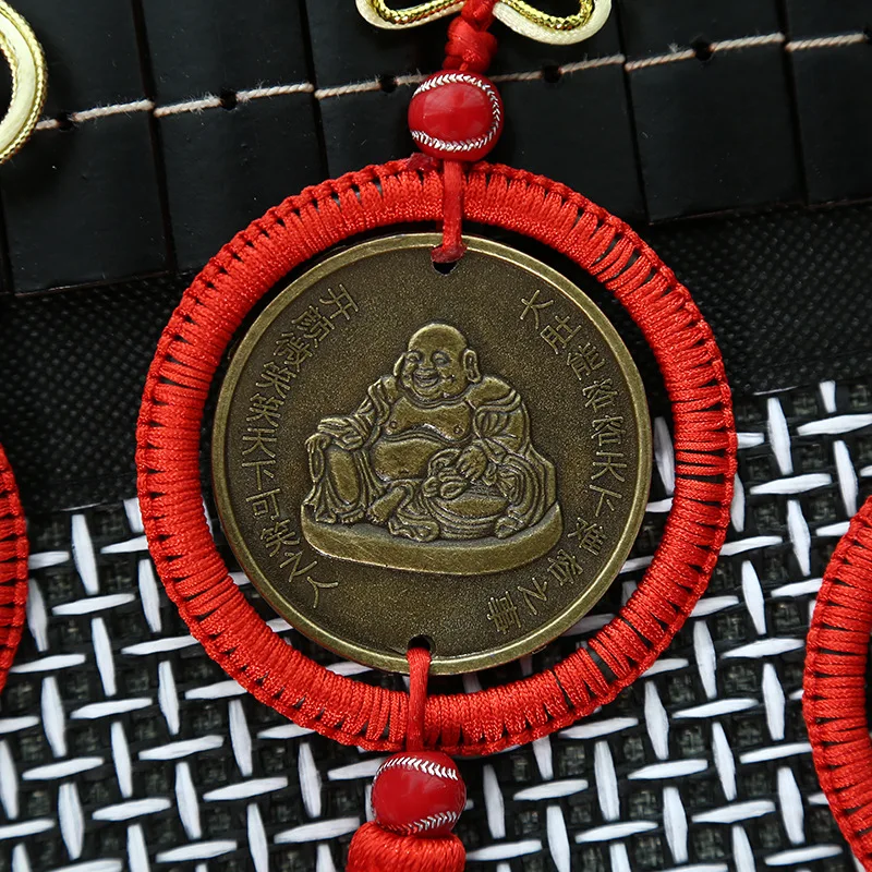 10 шт. полиэстер китайские узлы Завязывающийся счастливый безопасный амулет медная монета кисточка китайский стиль подарки бахрома отделка кулон украшение