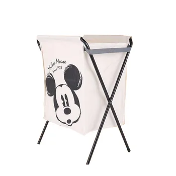 

Large Laundry Basket Iron Shelf Baby Toys Basket Washing Basket for Dirty Clothes Laundru Hamper Cotton Linen Organizer Bags