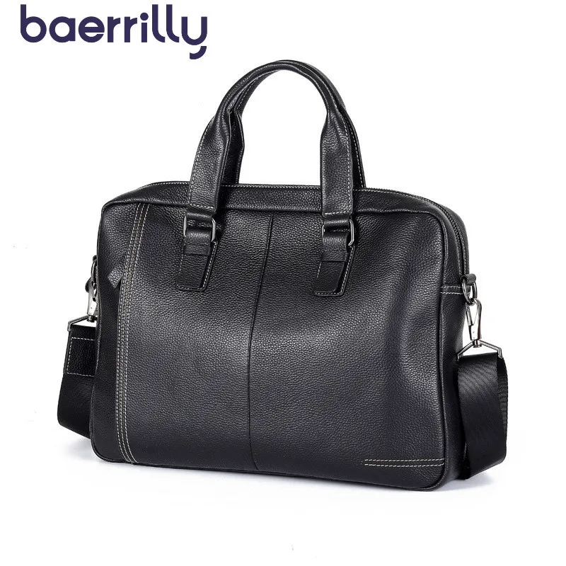 

Leisure Style Mens Briefcase Fashion Business Laptop Bag Man Genuine Leather Handbag Cowhide Totes Shoulder Bags Bolso Hombre