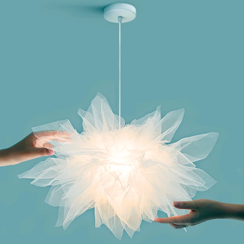 

Nordic Romantic Lace Fabric Pendant Light Fixtures pendant lamp Led Hanging Lamp for Princess Living Room Bedroom Home Art Decor
