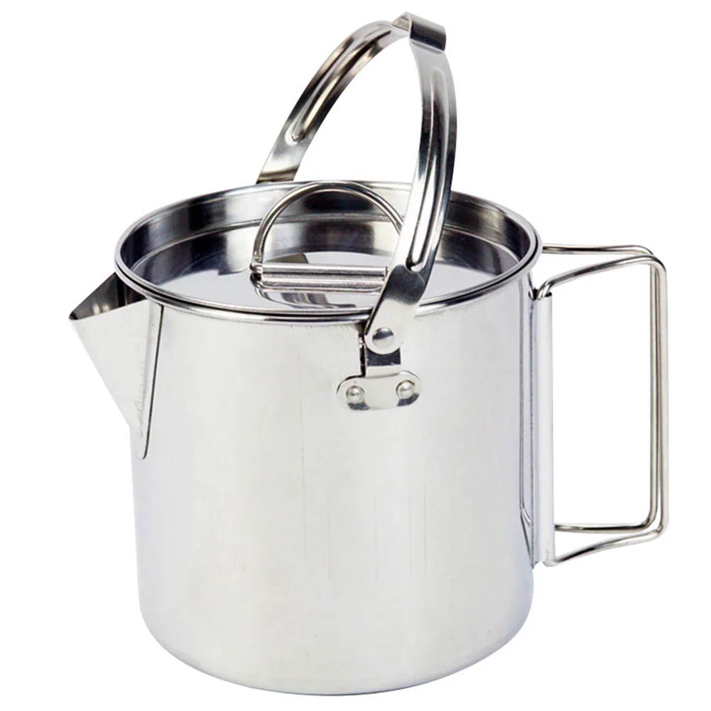 Portátil tetera Picnic al aire libre accesorios senderismo mango de acero inoxidable utensilio de cocina Camping colgante olla