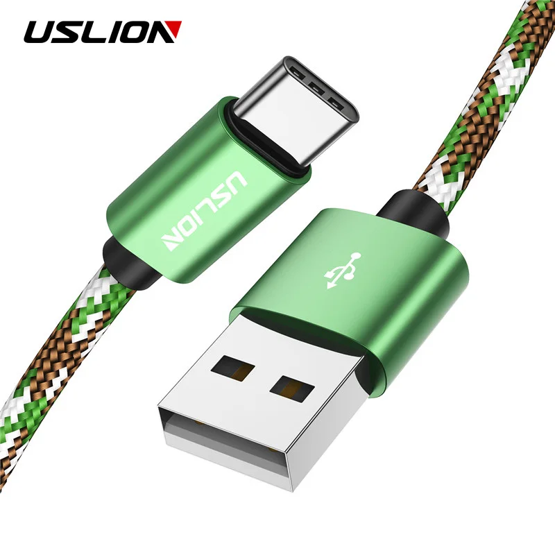 

USLION USB Type C Cable For Pocophone F1 2.4A Fast Charging usb Cable Type-c Data Cord For Xiaomi Samsung S9 Camouflage Cable