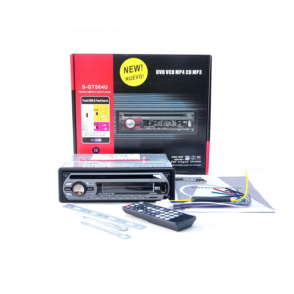 

1 Din 12V Car Dvd Player Car Audio Cd Multi Function Vehicle Dvd Player Dvd Vcd Cd Player With Remote Control Mp3 Play S-Gt564
